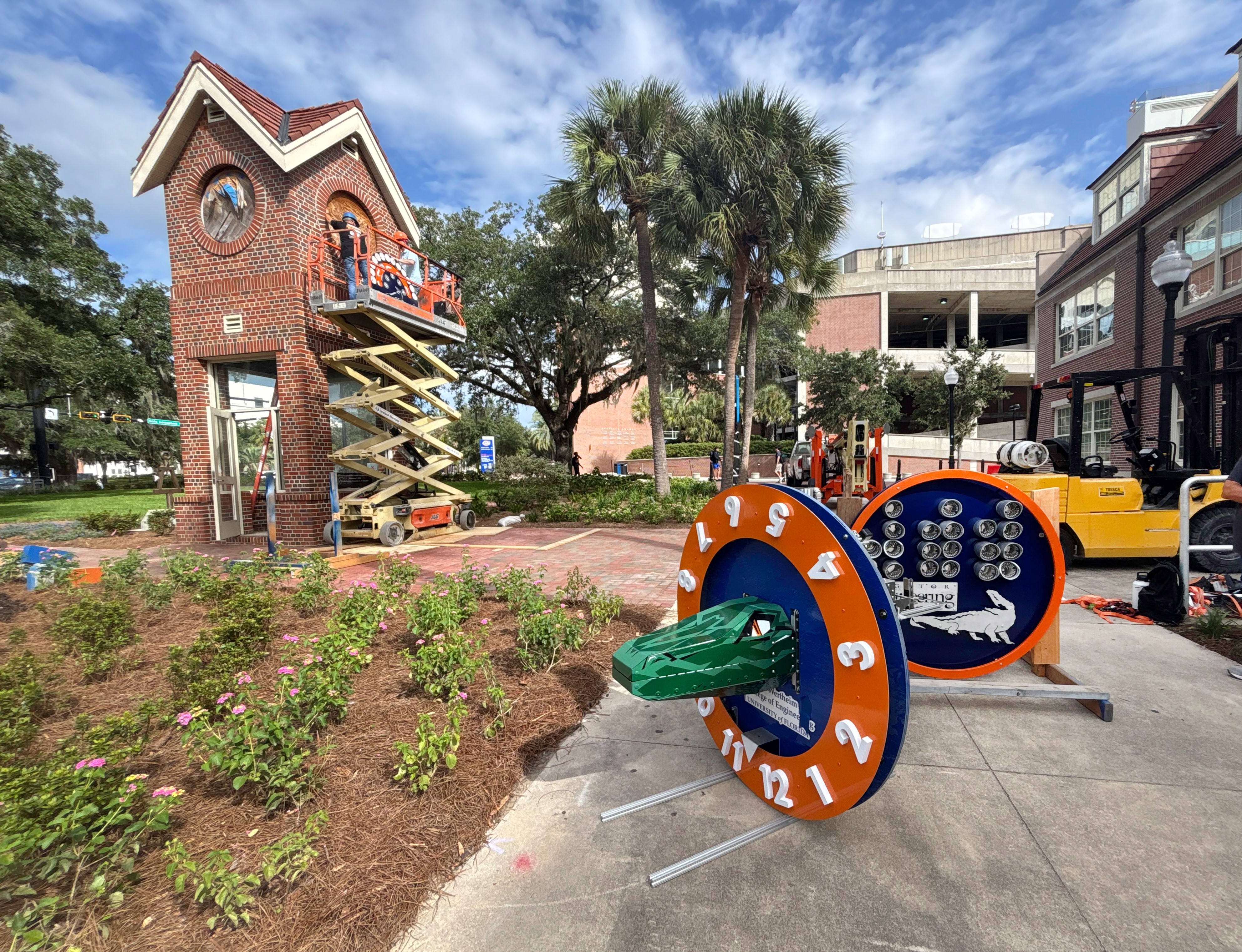 faces of the new clock tower ready for installation