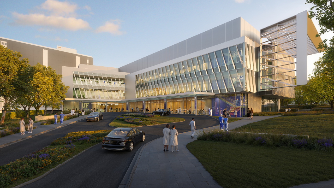 An architect's rendering shows a new building