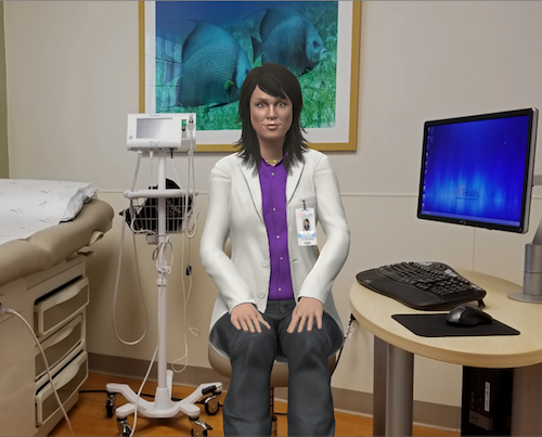 a virtual doctor in an exam room
