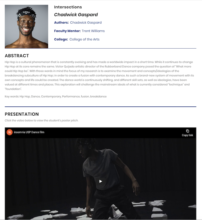 A student's research page