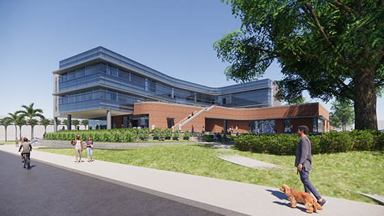 A rendering of the new Student Health Center under construction