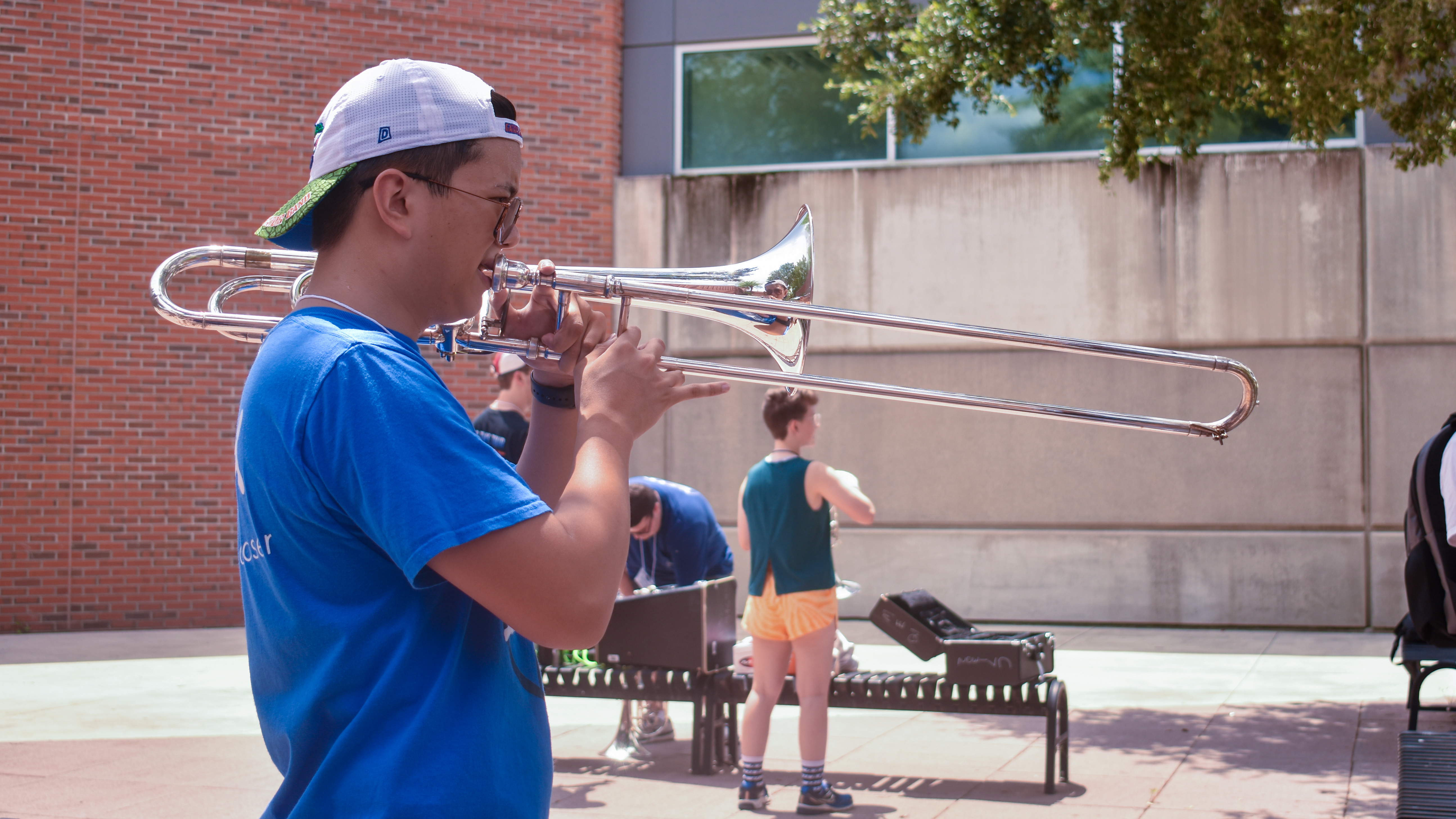 A student plays trombone.