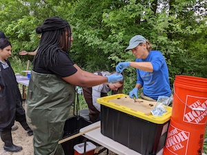 UF professor working with a student in the field on water samples
