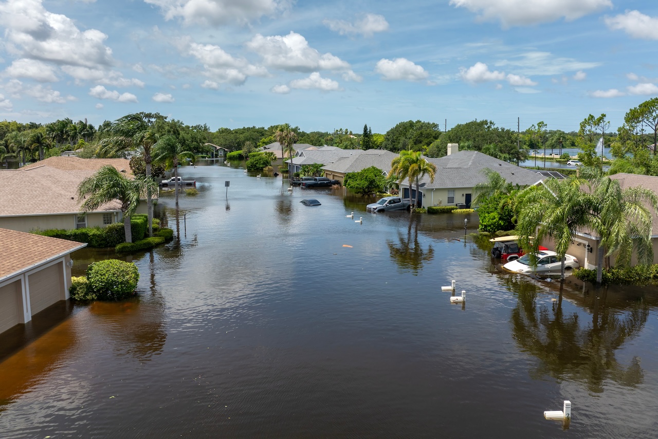A Florida neighborhood with flooded streets
